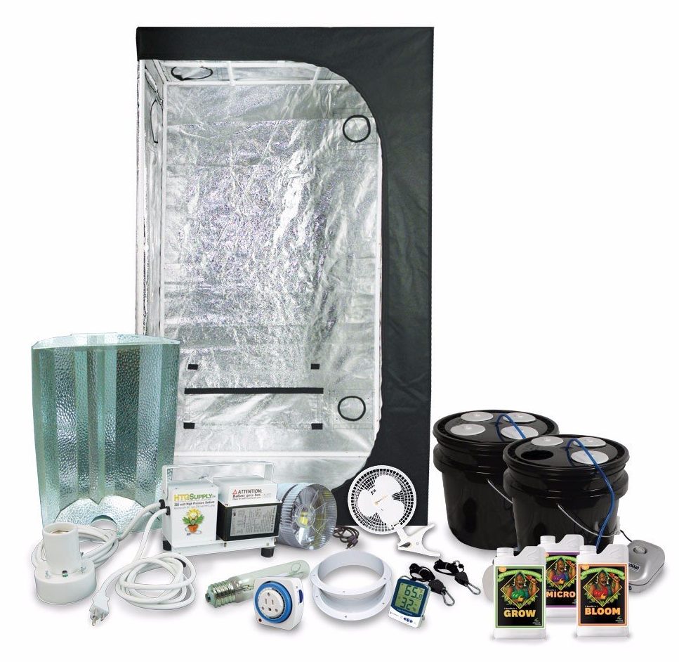 Complete 2 x 3 (36x22x63) Grow Tent Package With 250-Watt HPS Grow Light + DWC Hydroponic System & Advanced Nutrients